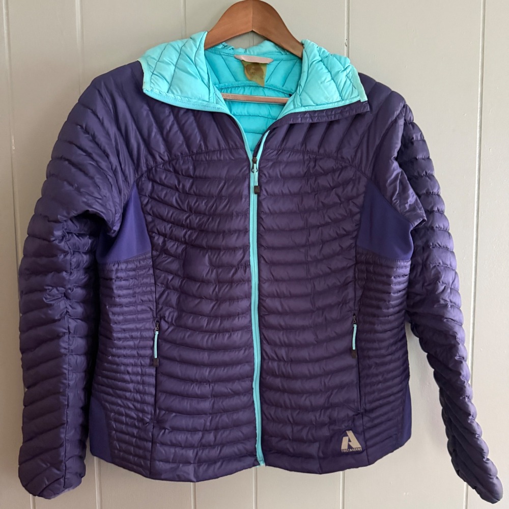 Eddie Bauer First Ascent Womens Large Purple Puffer Hooded Down Jacket 33225108 - Picture 1 of 12